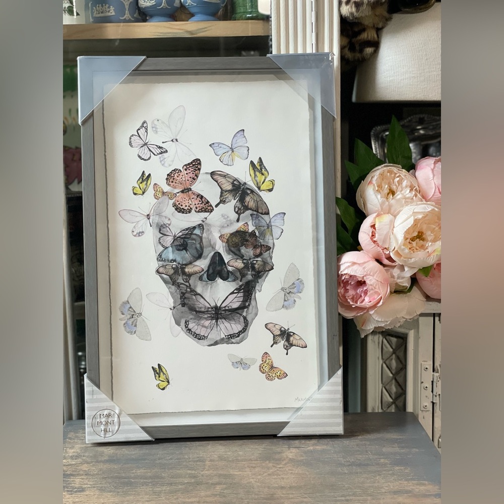 Butterfly Skull Paradise Framed Art Print Parvez Taj 11 x 17 dark academia goth